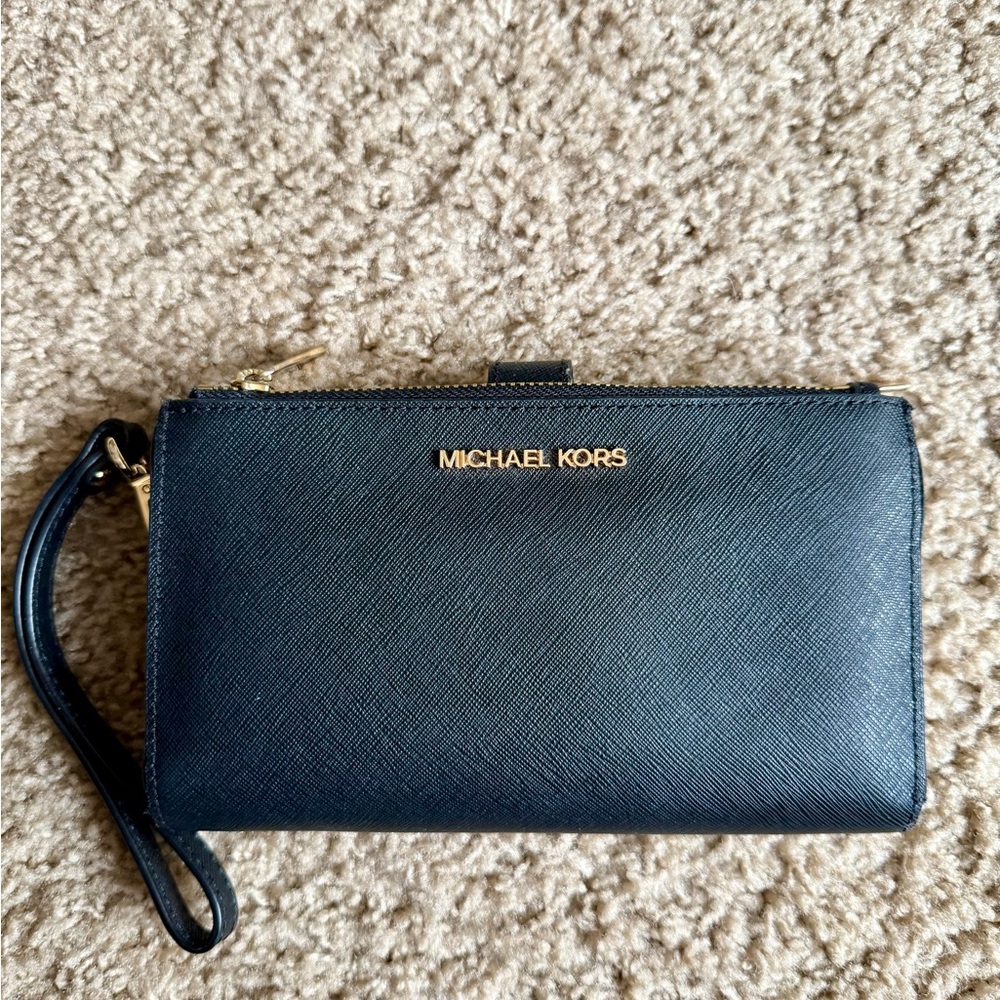 Michael Kors Black and Gold Wristlet